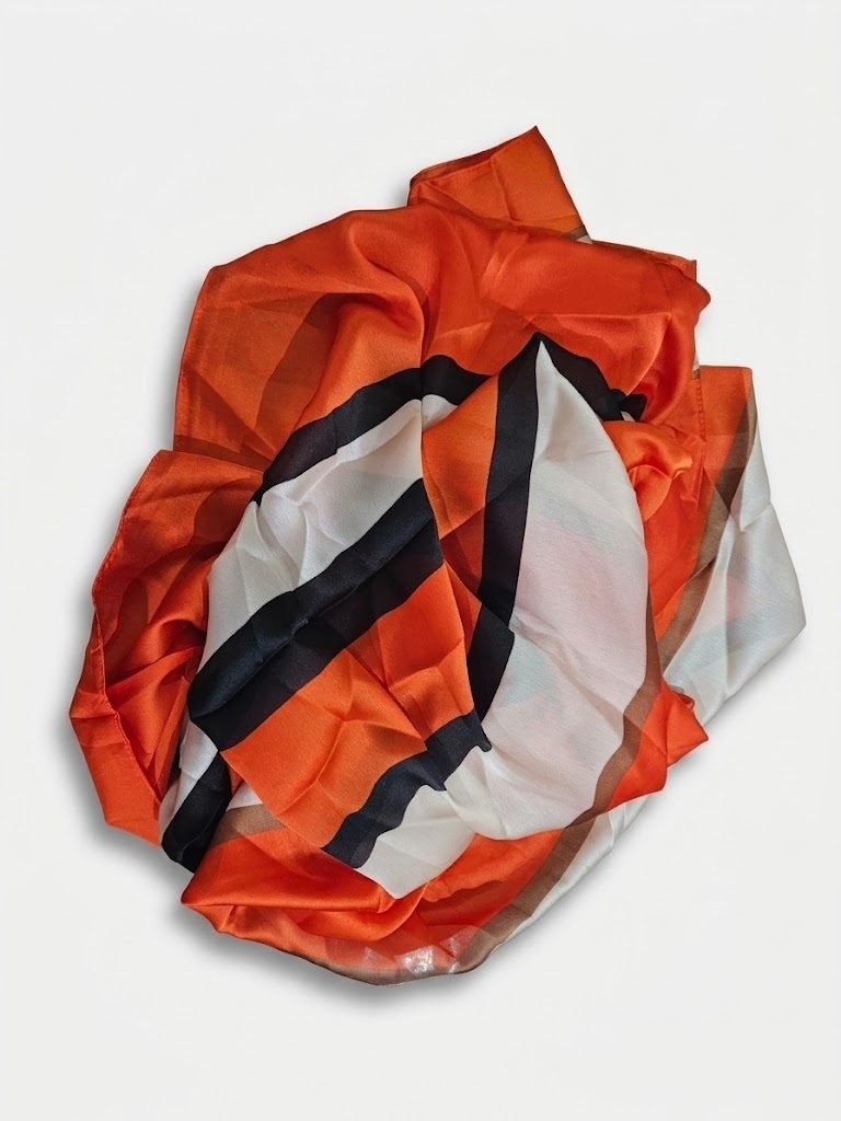 Châle Orange Rayures Tricolore