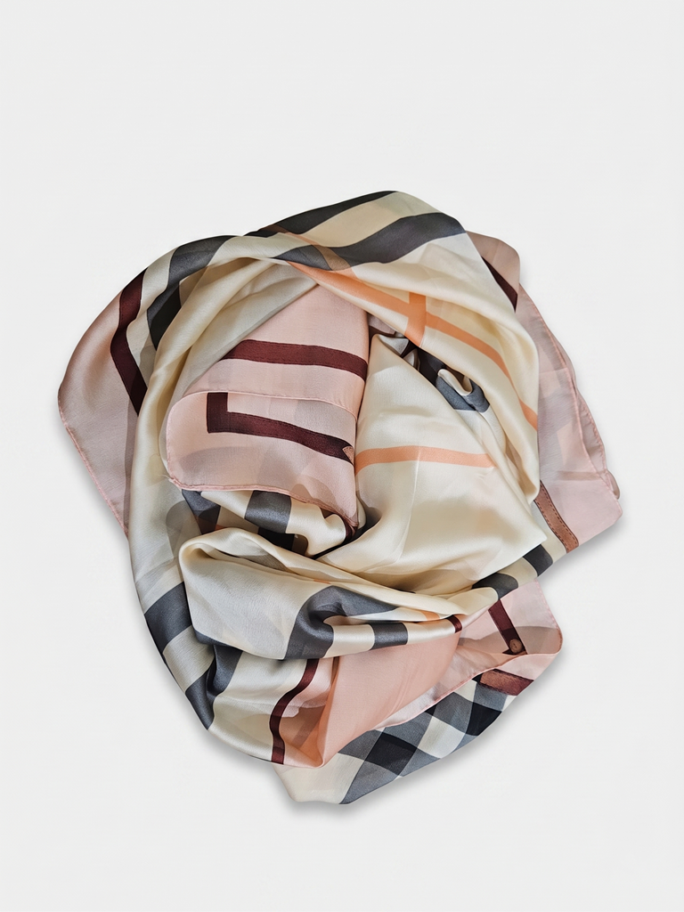 Châle Tartan Rose Poudré